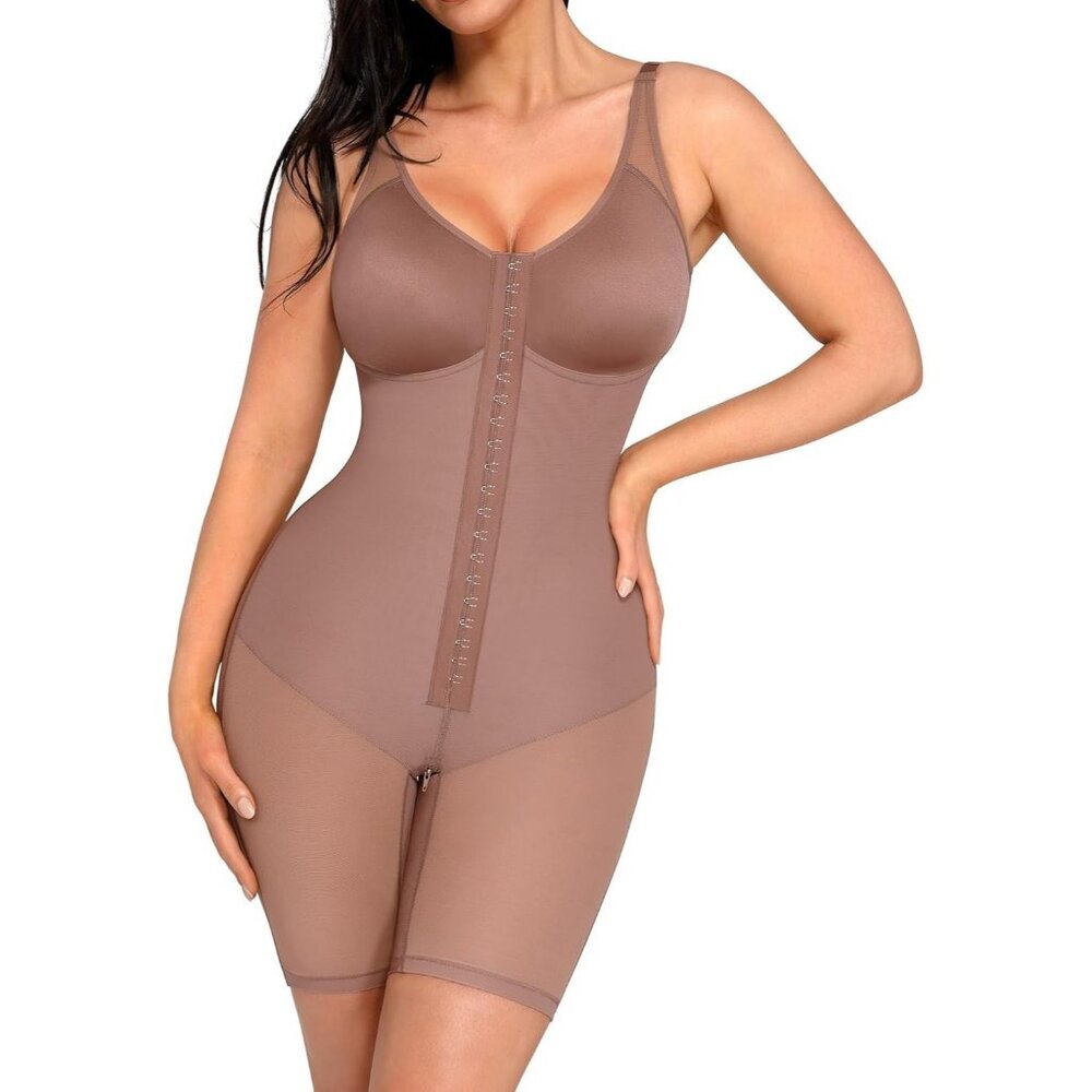 Women's Cocoa Shapewear Tummy Control Surgery Body Shaper Lifter Zipper Crotch